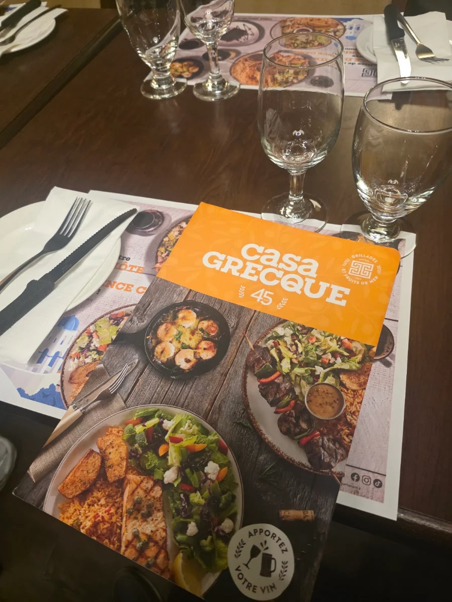 Menu, Casa Grecque
