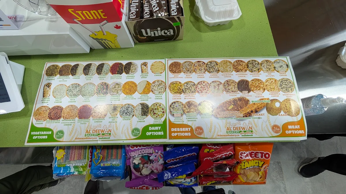 Menu, Al'deewan (Manak'eesh) Bakery (NEWMARKET)