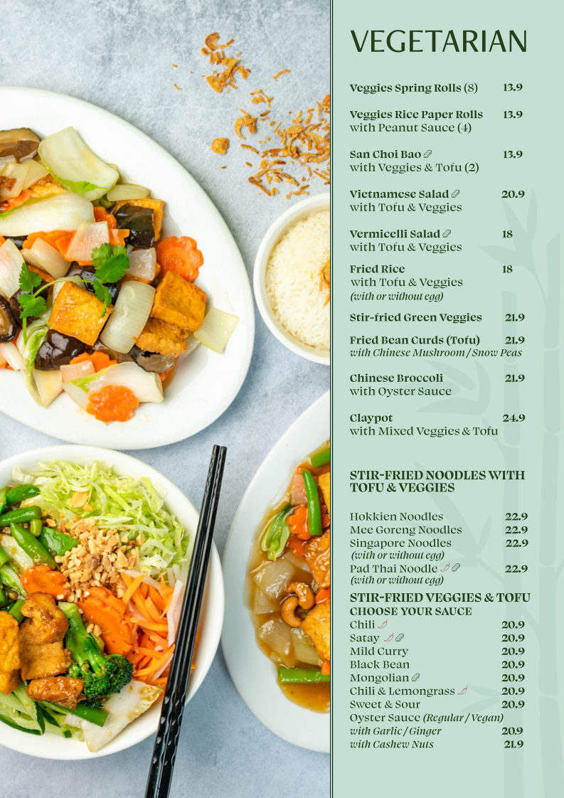 Menu, Green Bamboo