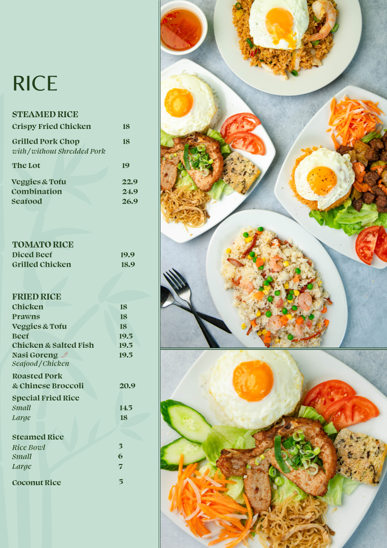 Menu, Green Bamboo