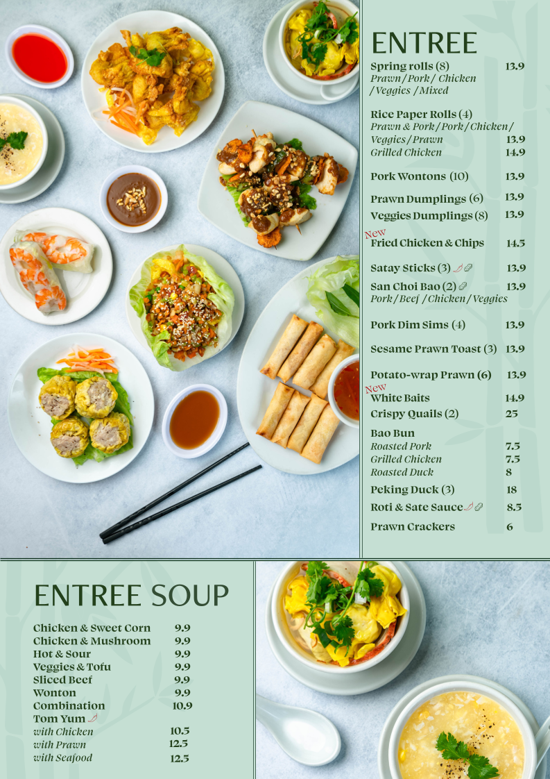 Menu, Green Bamboo