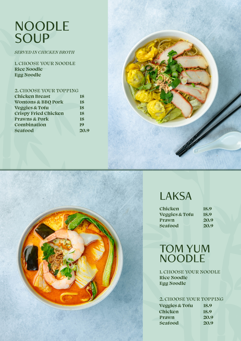 Menu, Green Bamboo