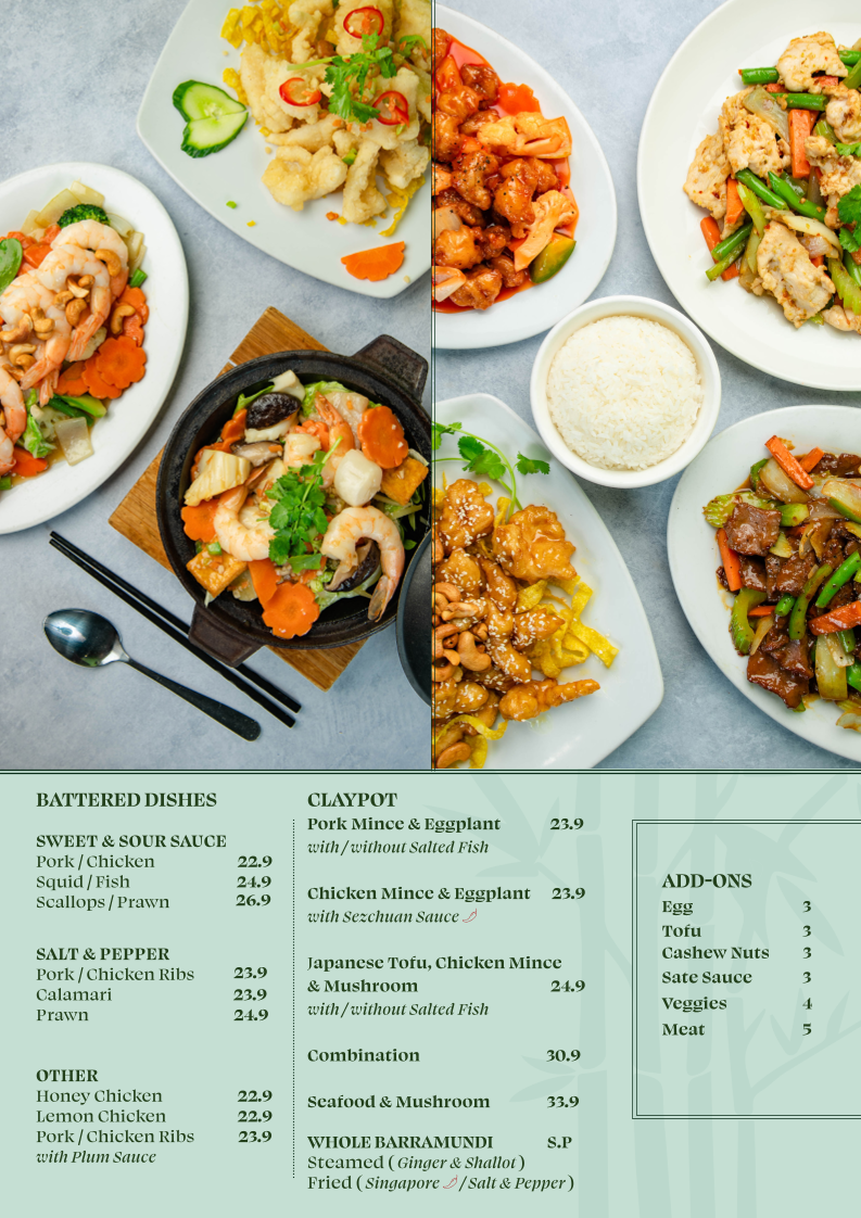 Menu, Green Bamboo