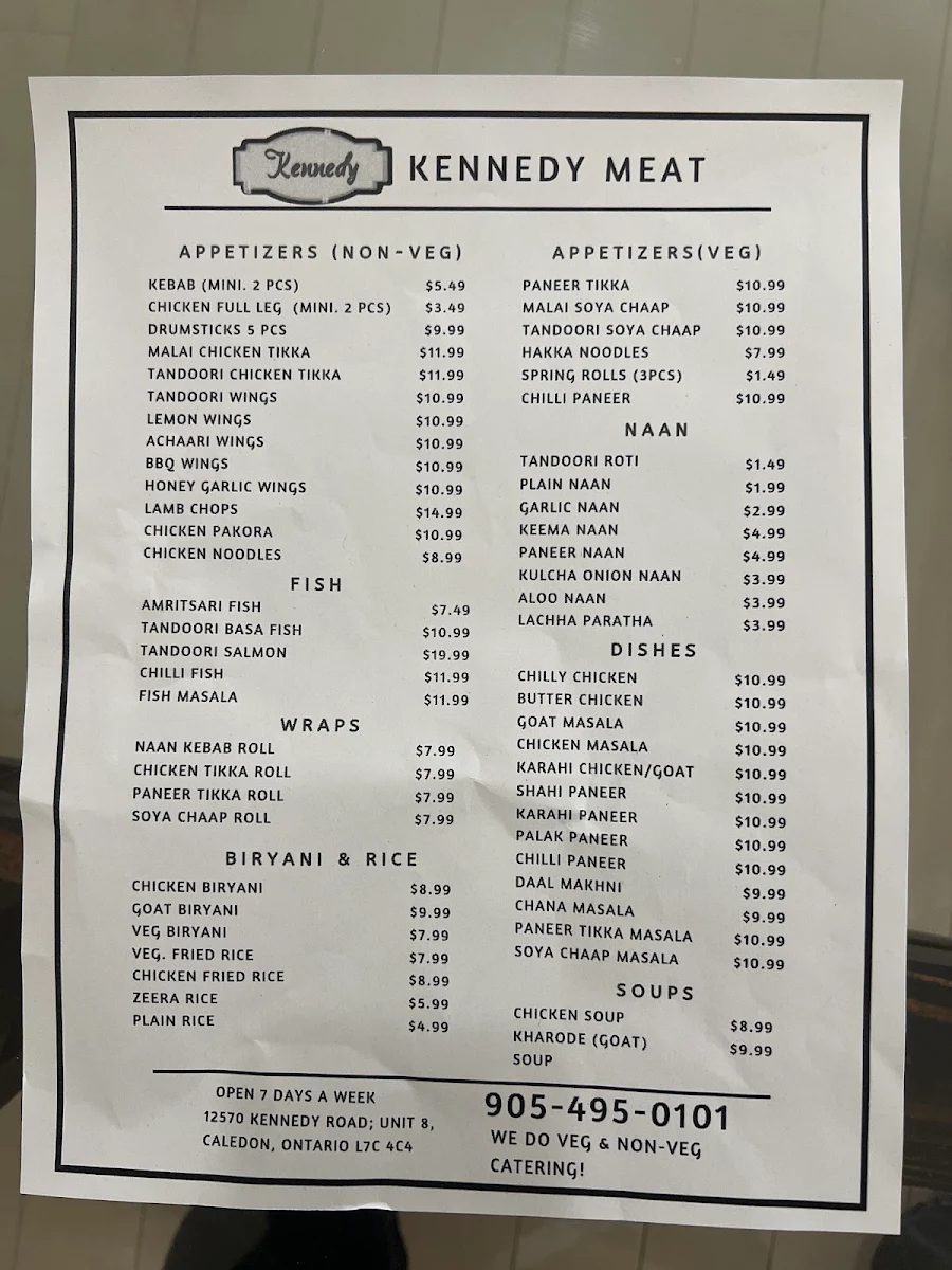 Menu, The Meat Shop