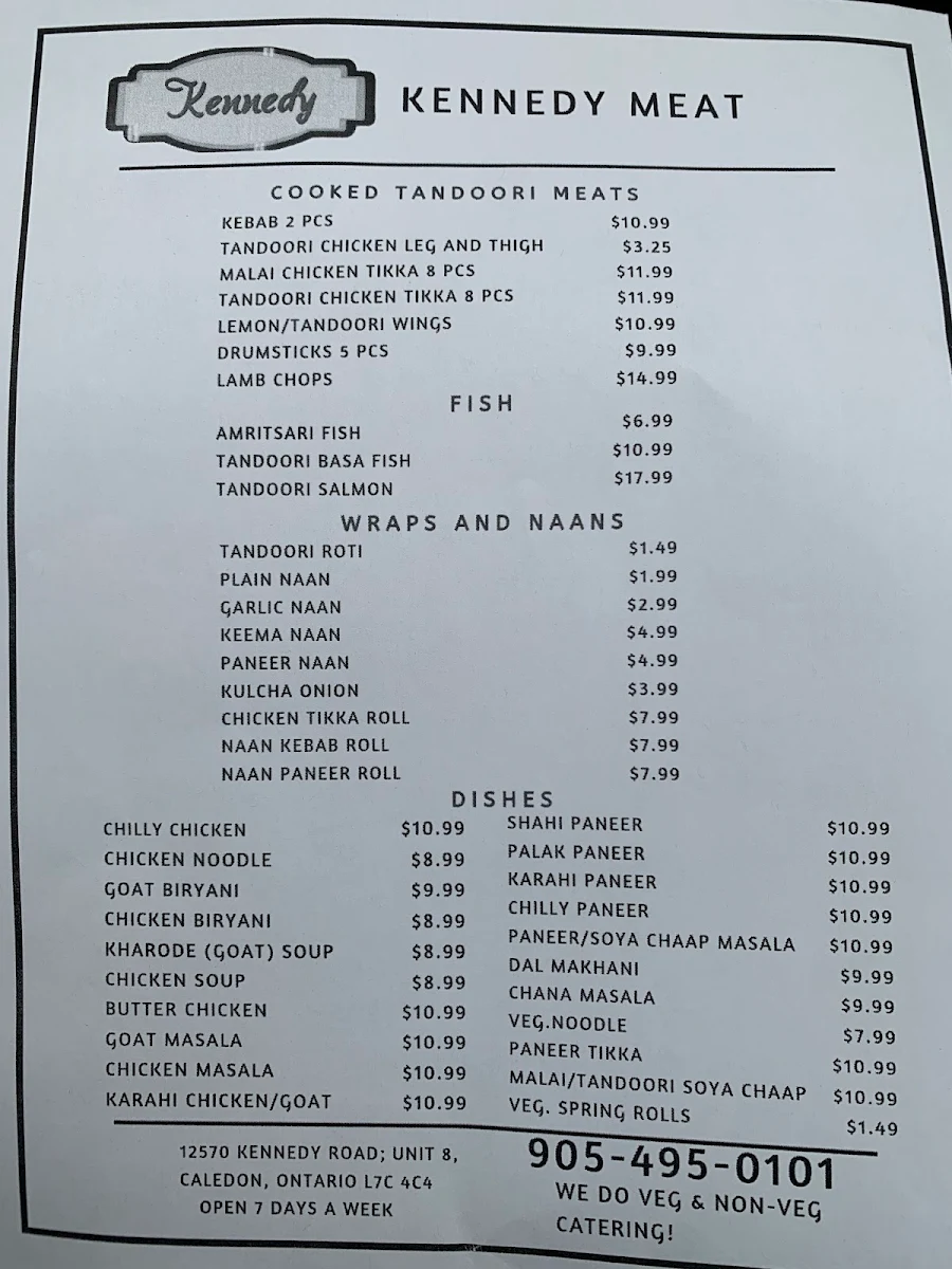 Menu, The Meat Shop