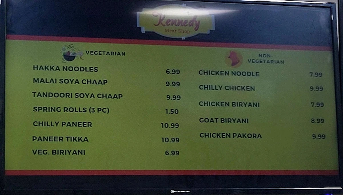 Menu, The Meat Shop