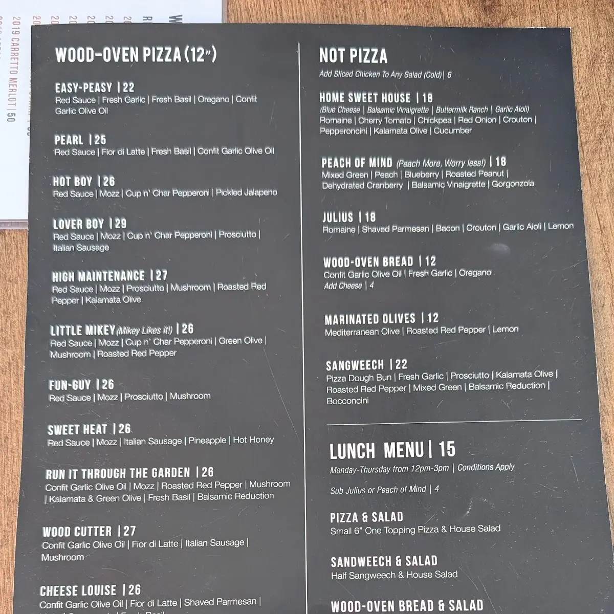 Menu, BarrelHead