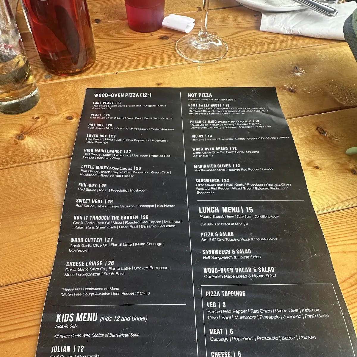 Menu, BarrelHead