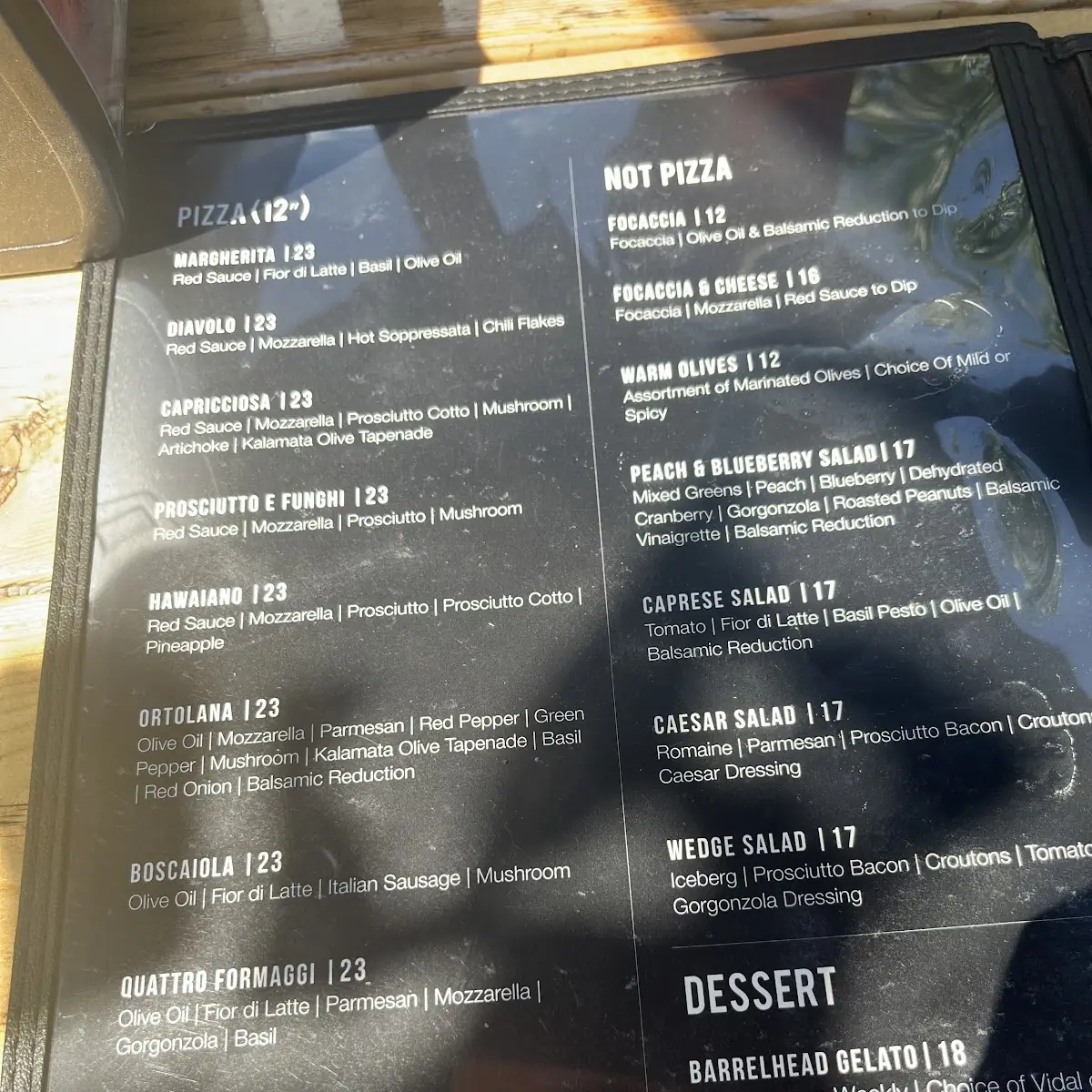 Menu, BarrelHead
