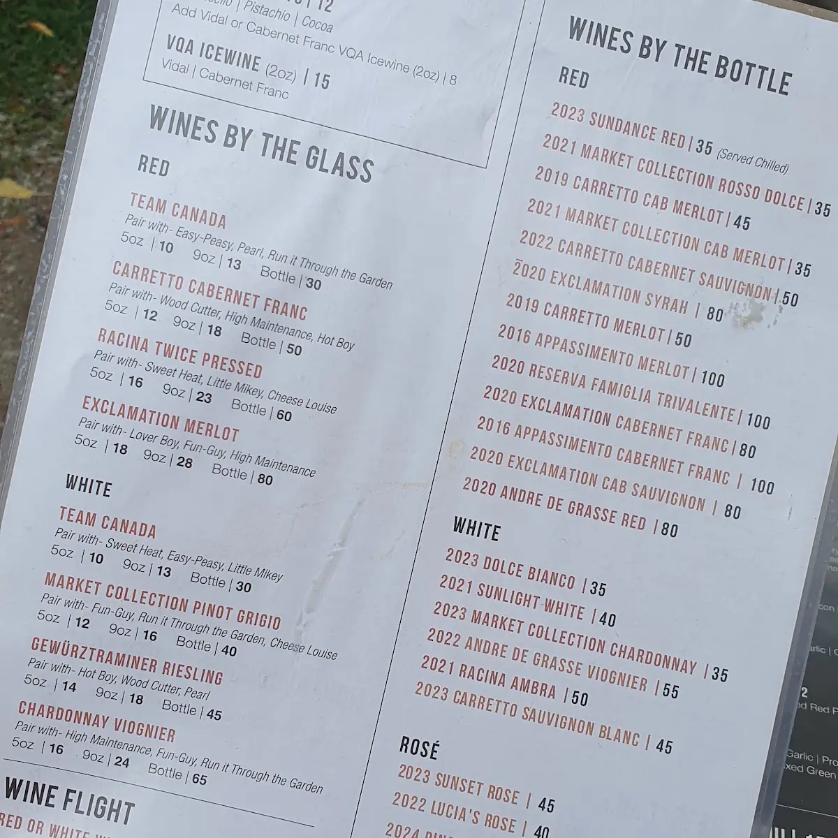 Menu, BarrelHead