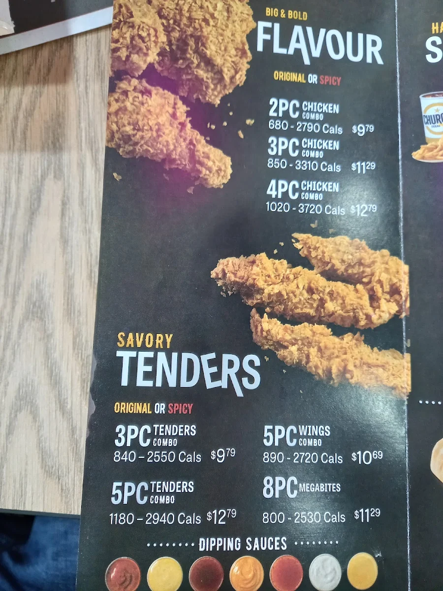 Menu, Church's Texas Chicken - Windsor