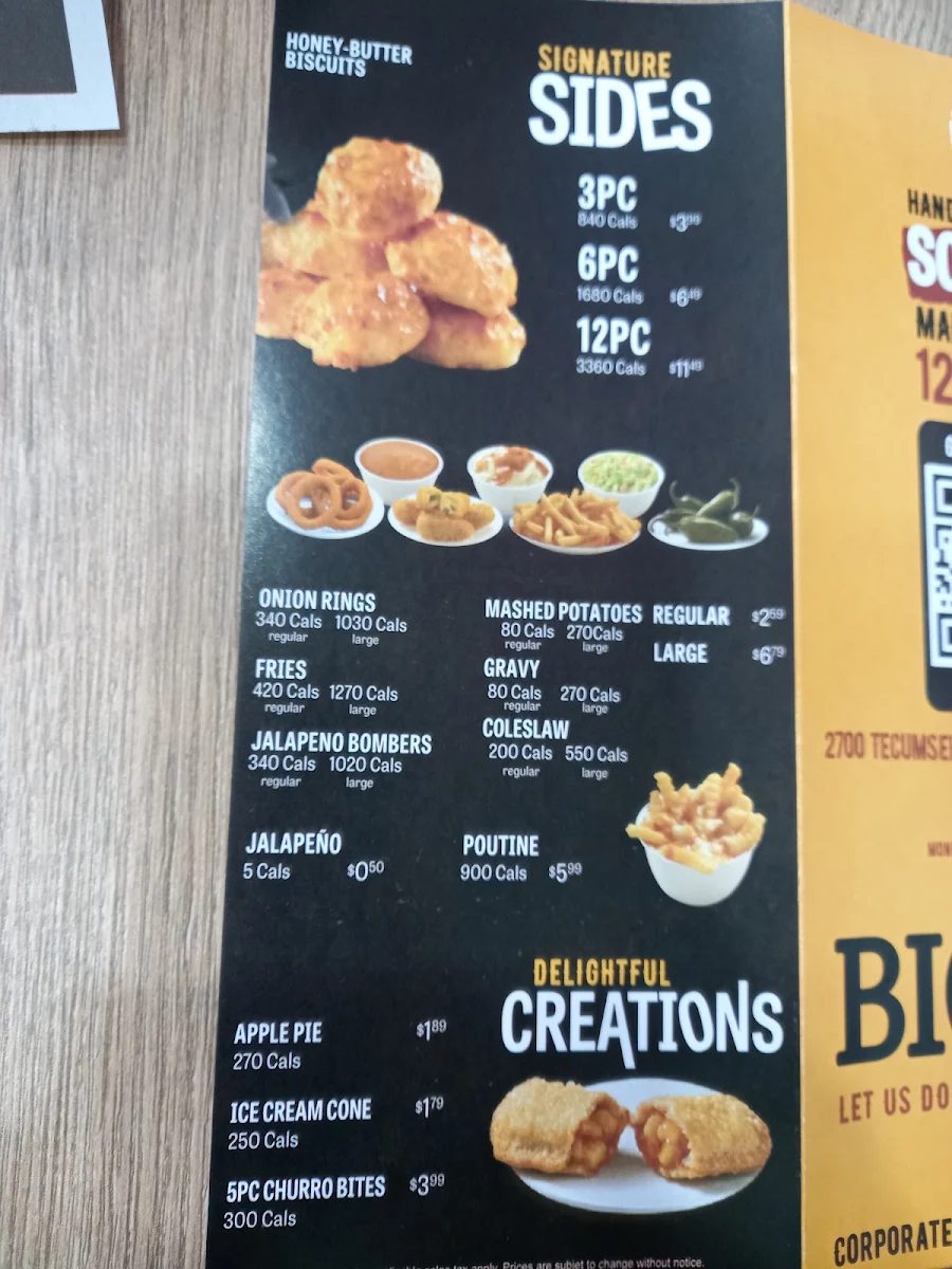 Menu, Church's Texas Chicken - Windsor
