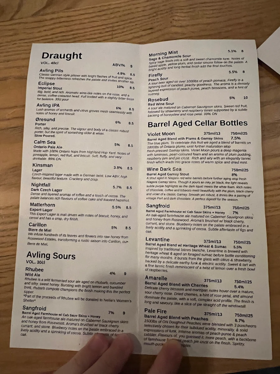 Menu, Avling