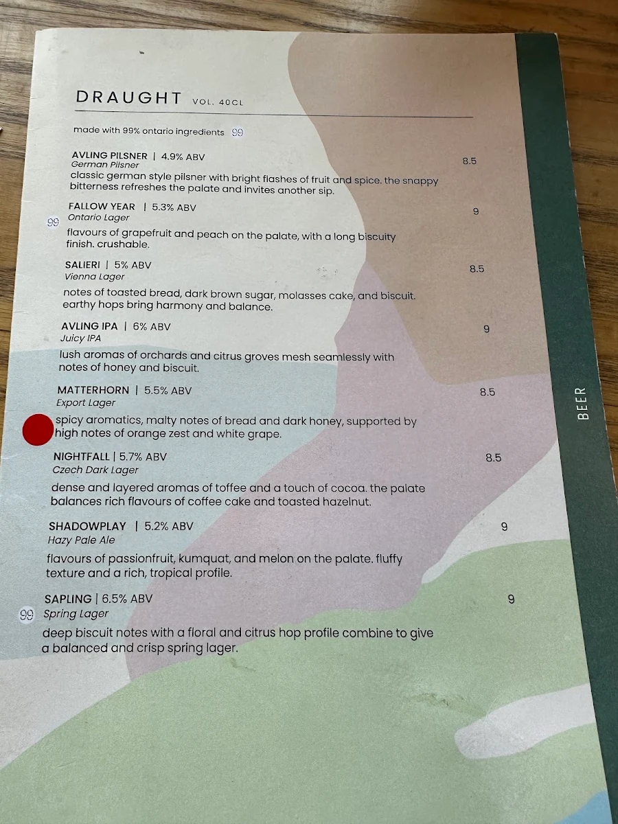 Menu, Avling