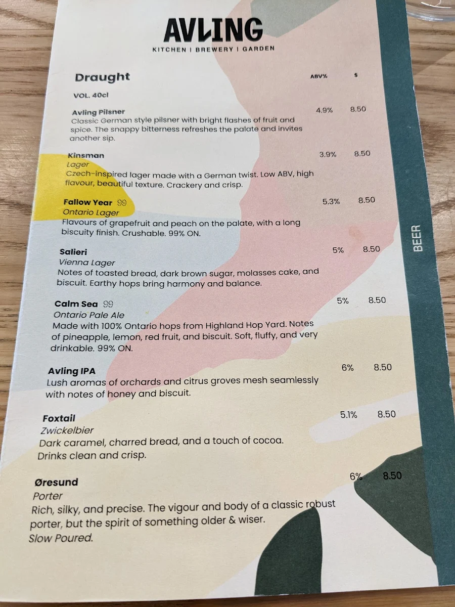 Menu, Avling