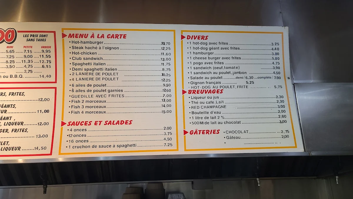 Menu, Le P'tit St-Do