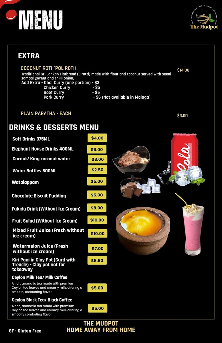 Menu, The Mudpot Express - Carlisle WA