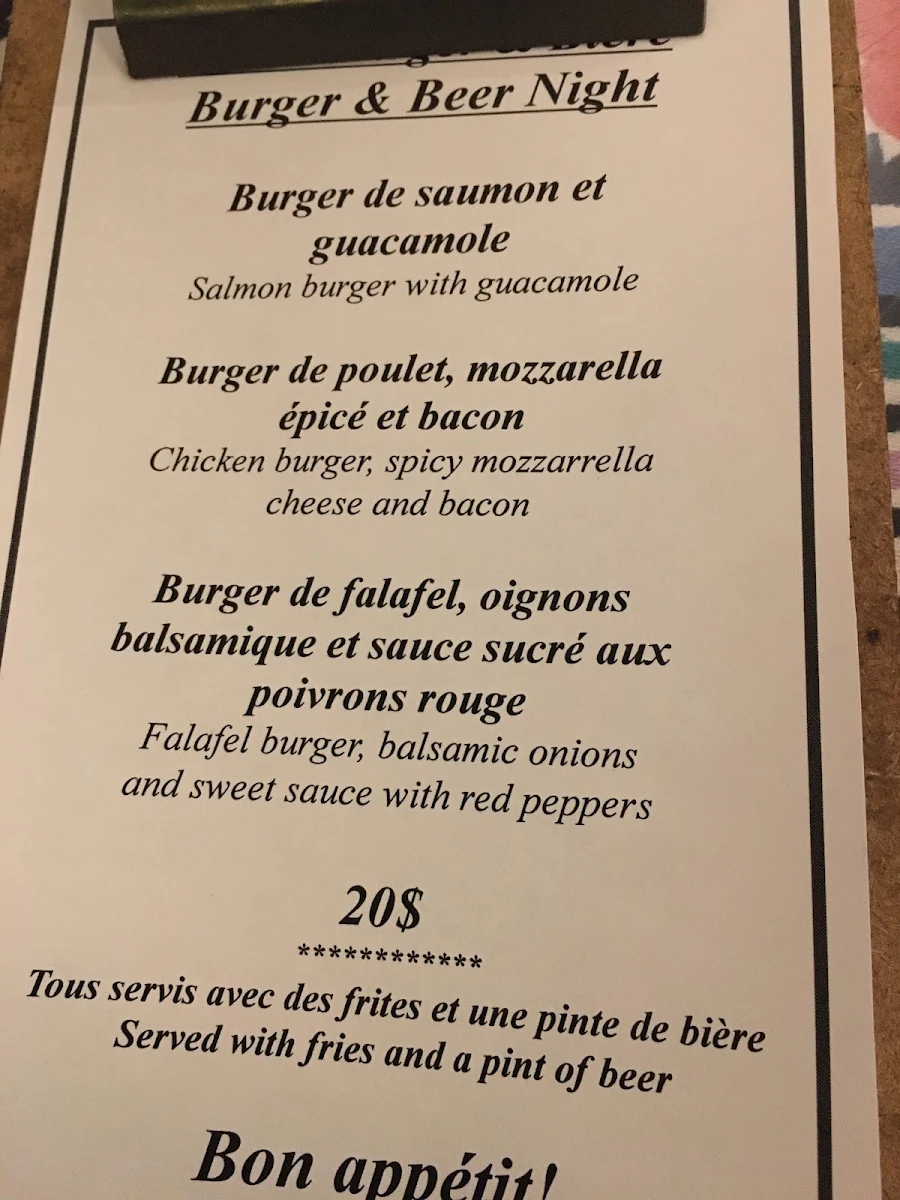 Menu, Restaurant - Bistro LeRelais