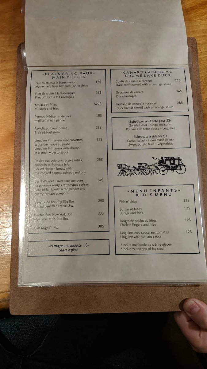 Menu, Restaurant - Bistro LeRelais