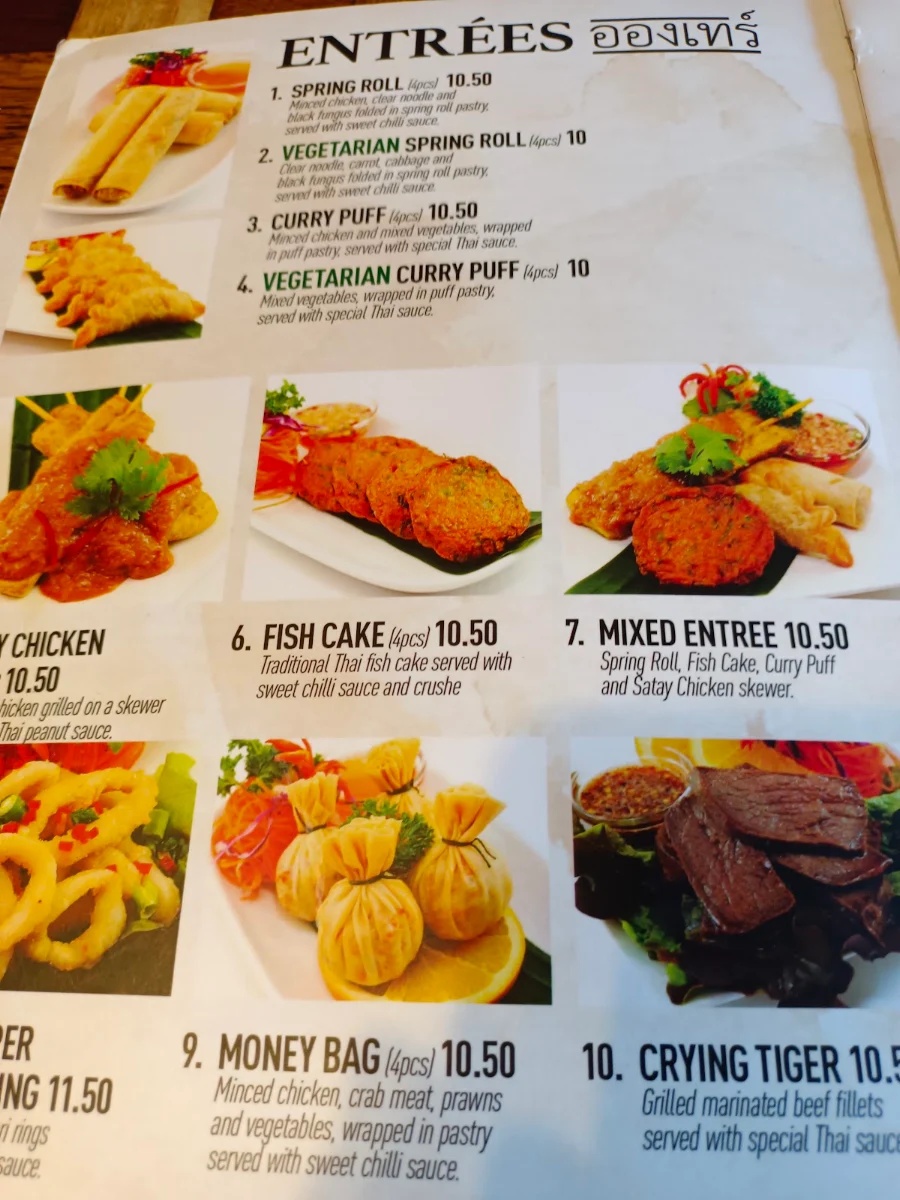 Menu, Thai @ Kiama