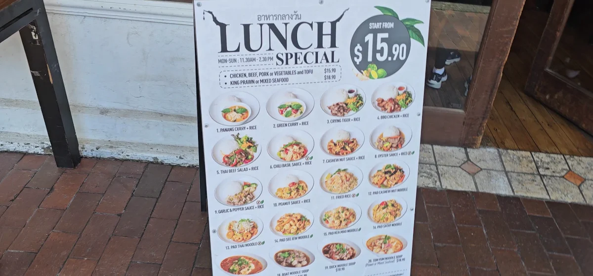 Menu, Thai @ Kiama