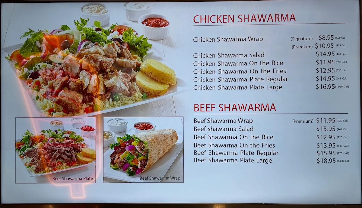 Menu, Pita Lite Shawarma