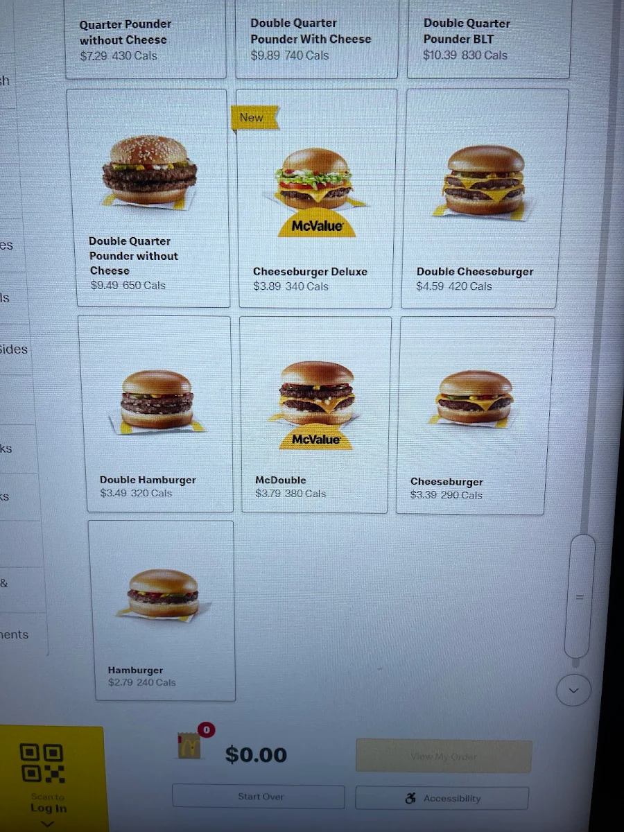 Menu, McDonald's