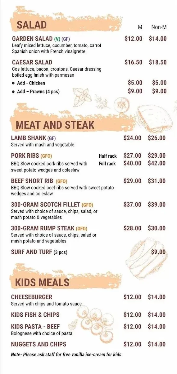 Menu, Hideaway Bistro