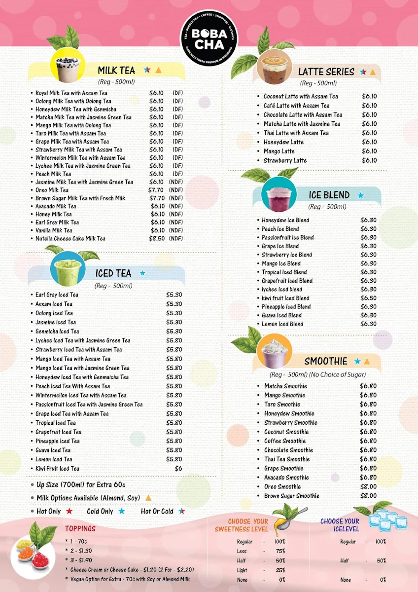 Menu, Flavaboom