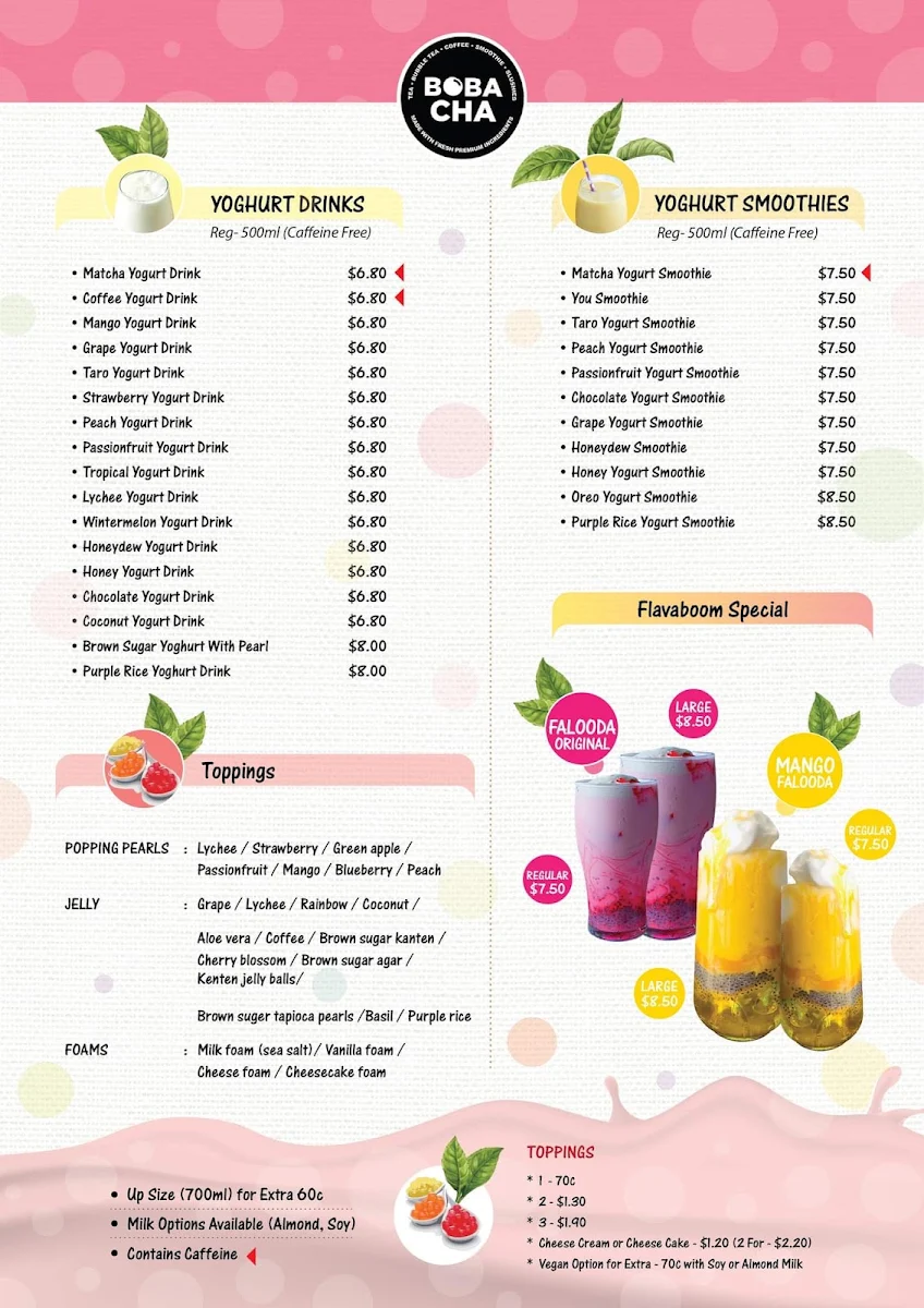 Menu, Flavaboom