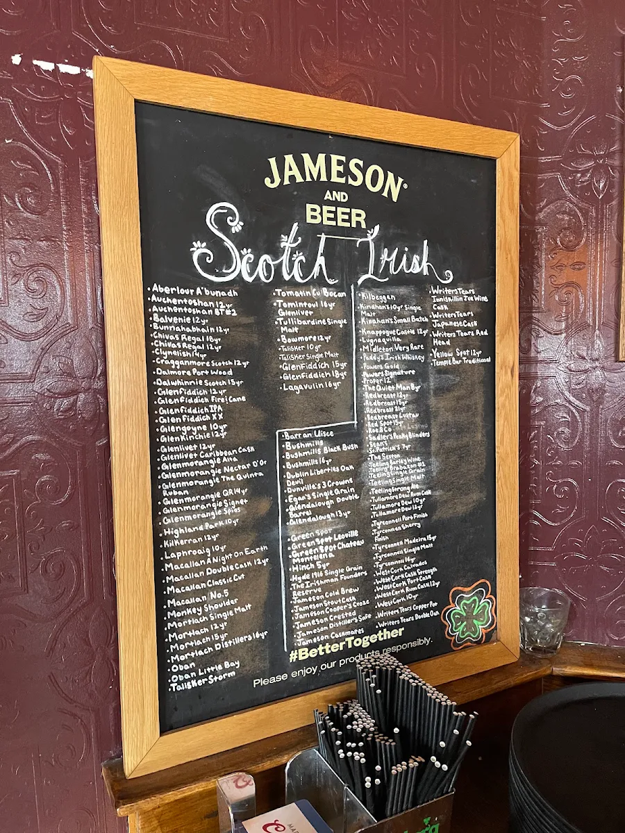 Menu, MJ Byrne's Irish Pub