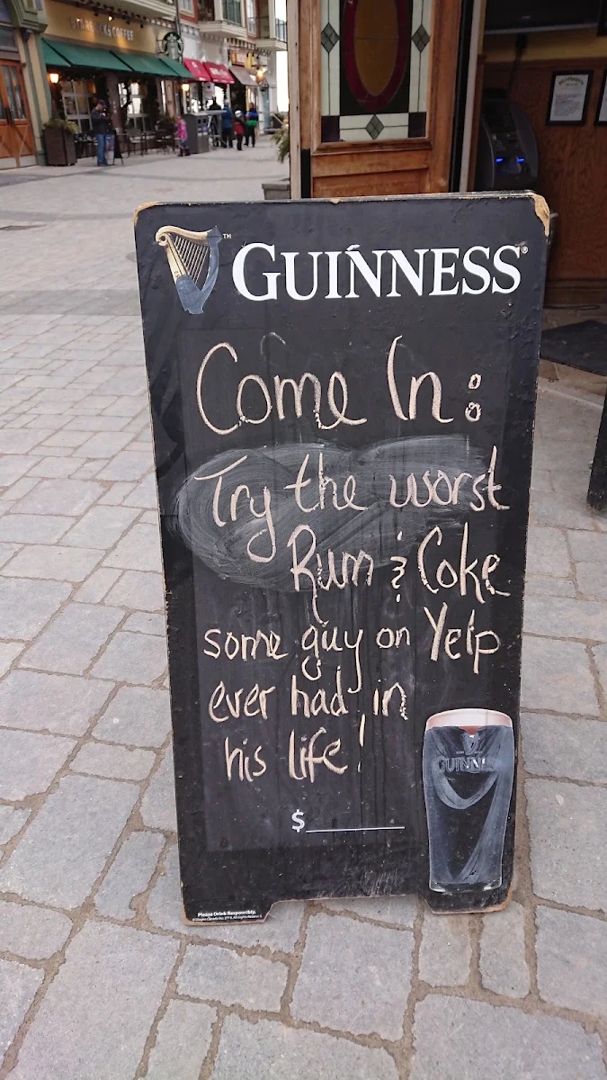Menu, MJ Byrne's Irish Pub
