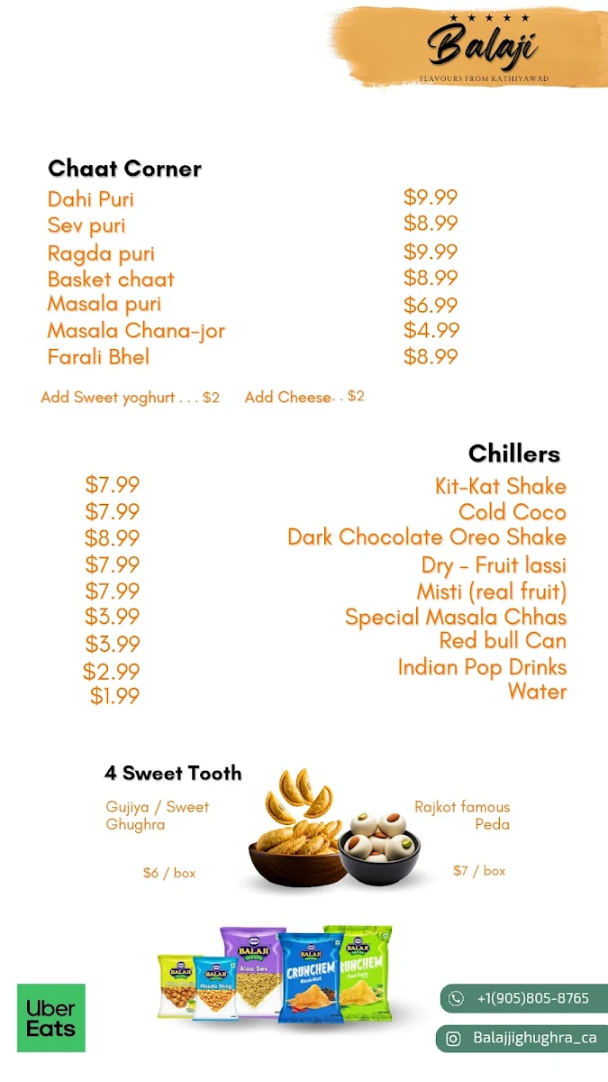 Menu, Balaji Ghughra