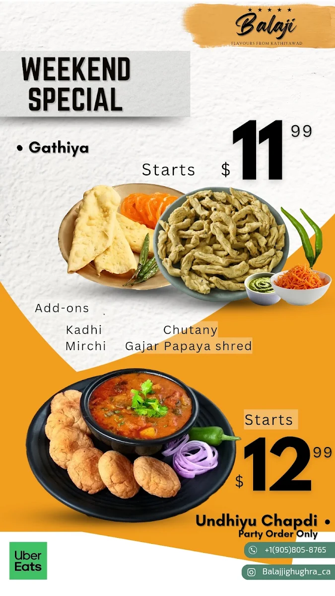 Menu, Balaji Ghughra