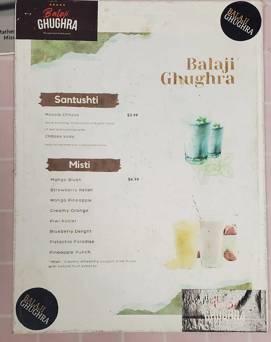 Menu, Balaji Ghughra