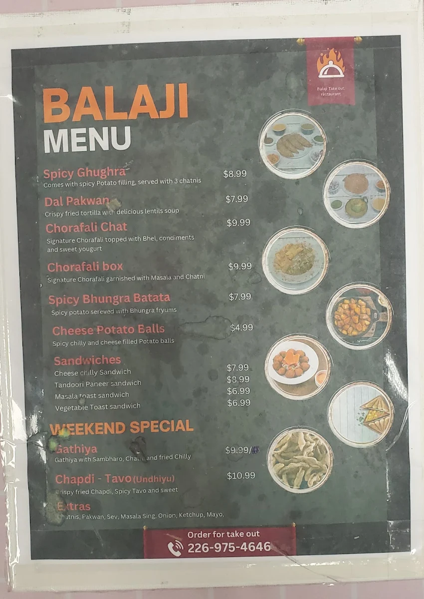 Menu, Balaji Ghughra