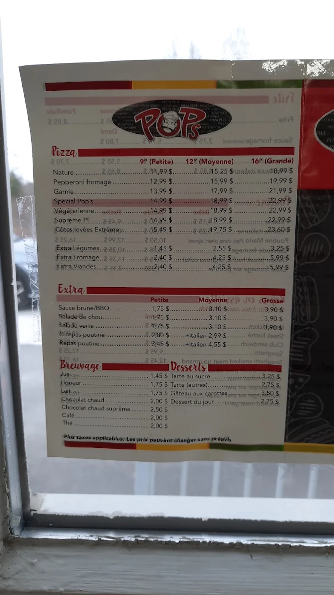 Menu, Cantine Chez Guylaine