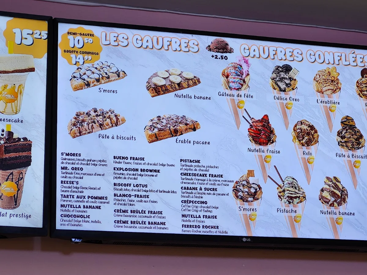 Menu, Zettis crémerie crêperie