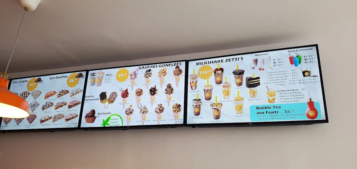 Menu, Zettis crémerie crêperie