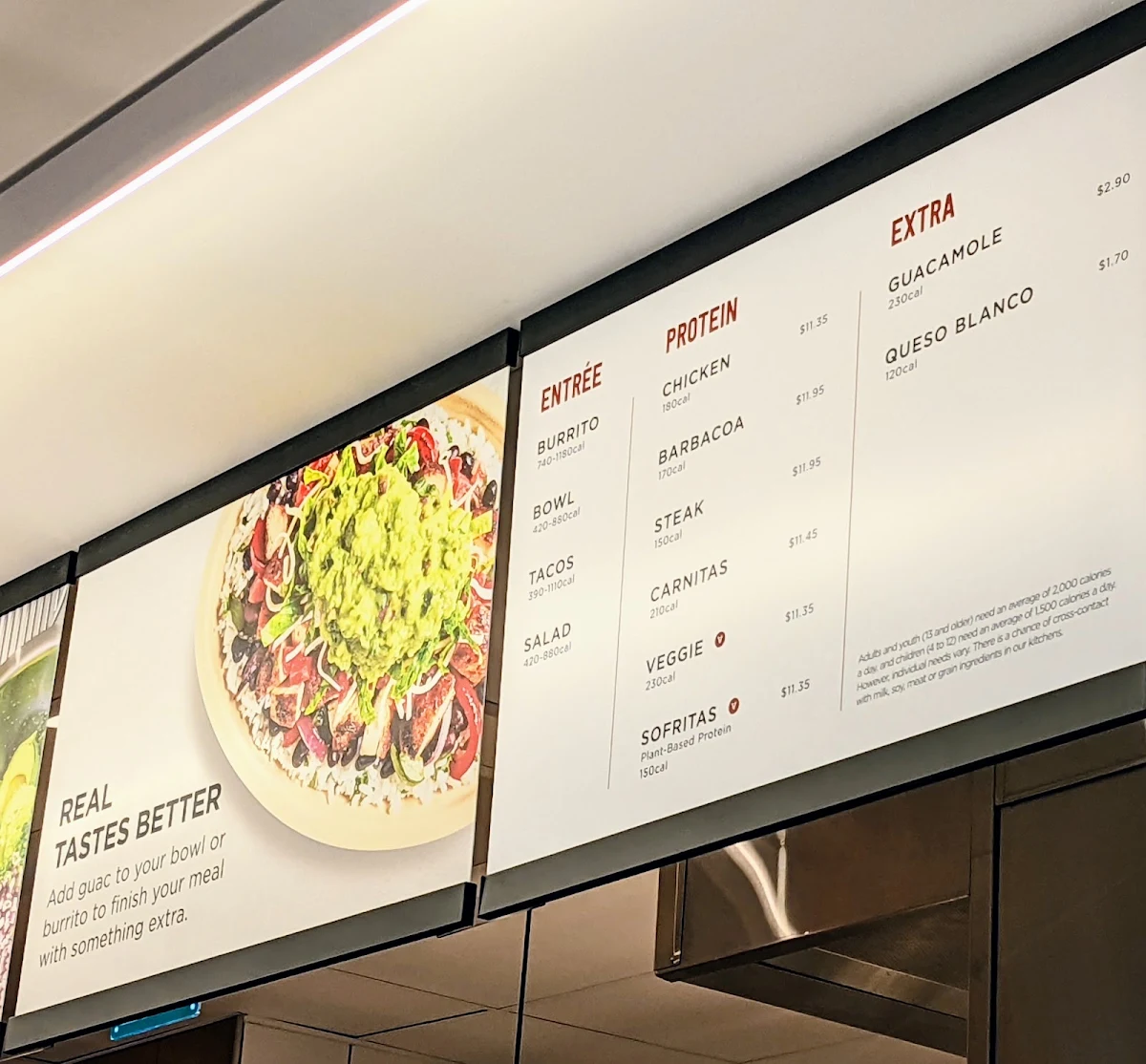 Menu, Chipotle Mexican Grill