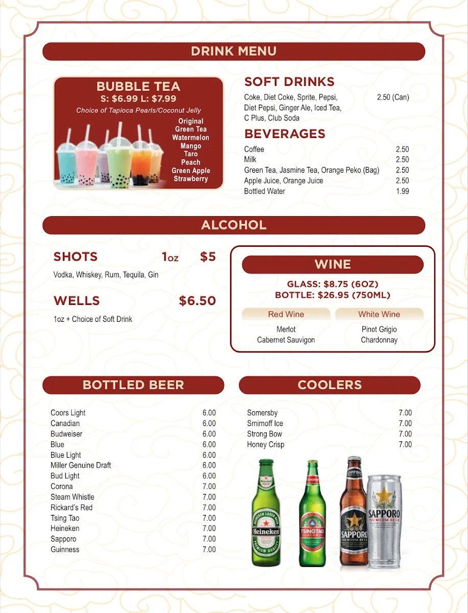 Menu, Red Lantern Asian Restaurant & Bar