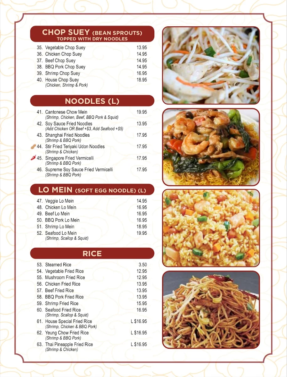 Menu, Red Lantern Asian Restaurant & Bar