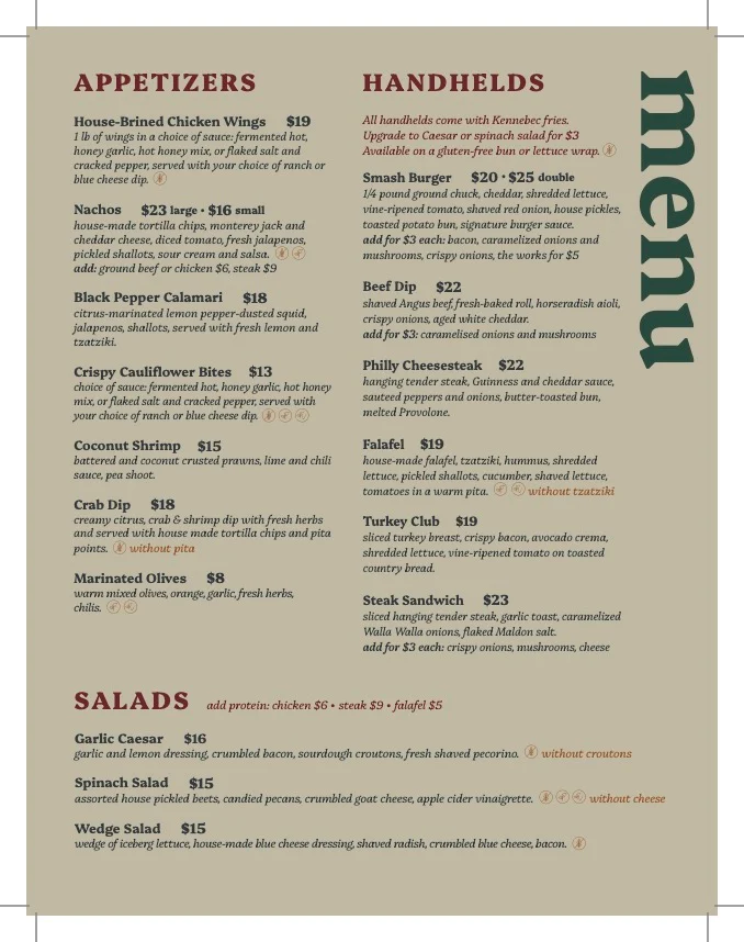 Menu, The Flealess Hound Pub