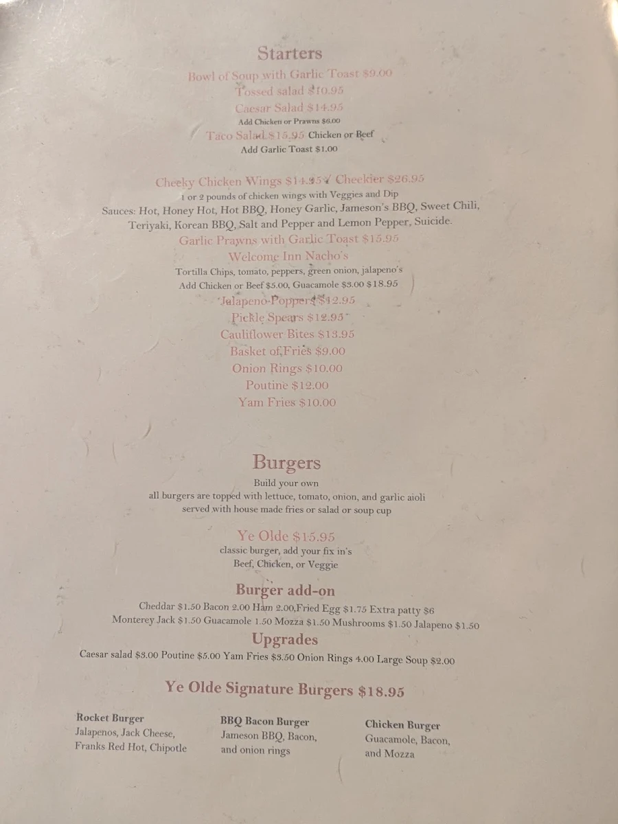 Menu, The Flealess Hound Pub