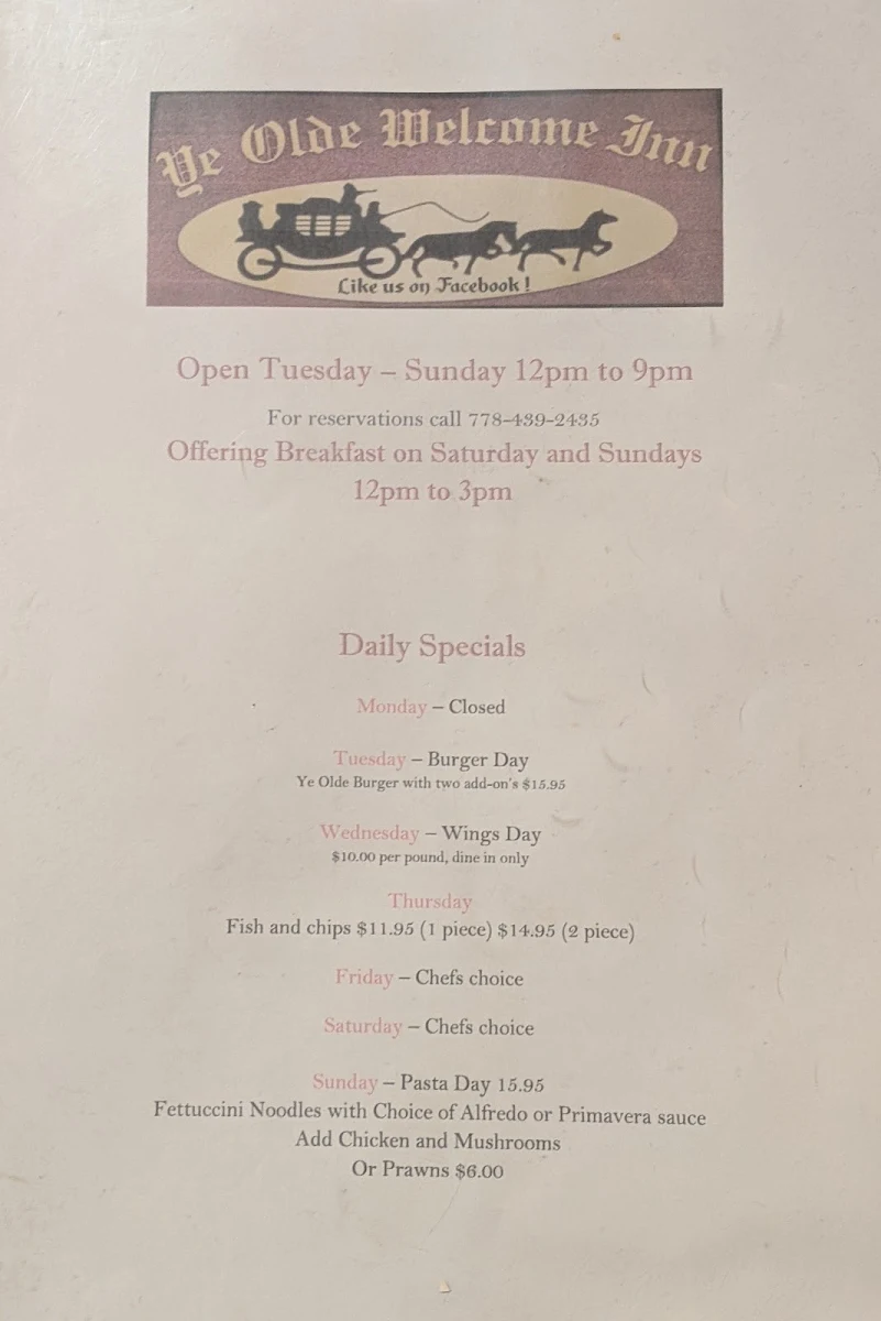 Menu, The Flealess Hound Pub