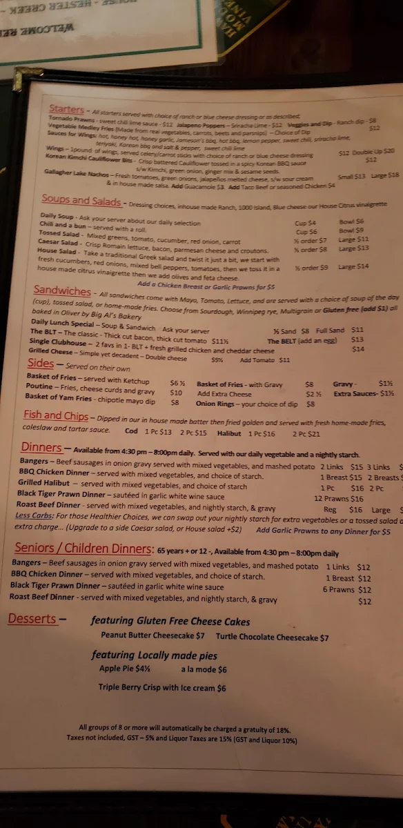 Menu, The Flealess Hound Pub