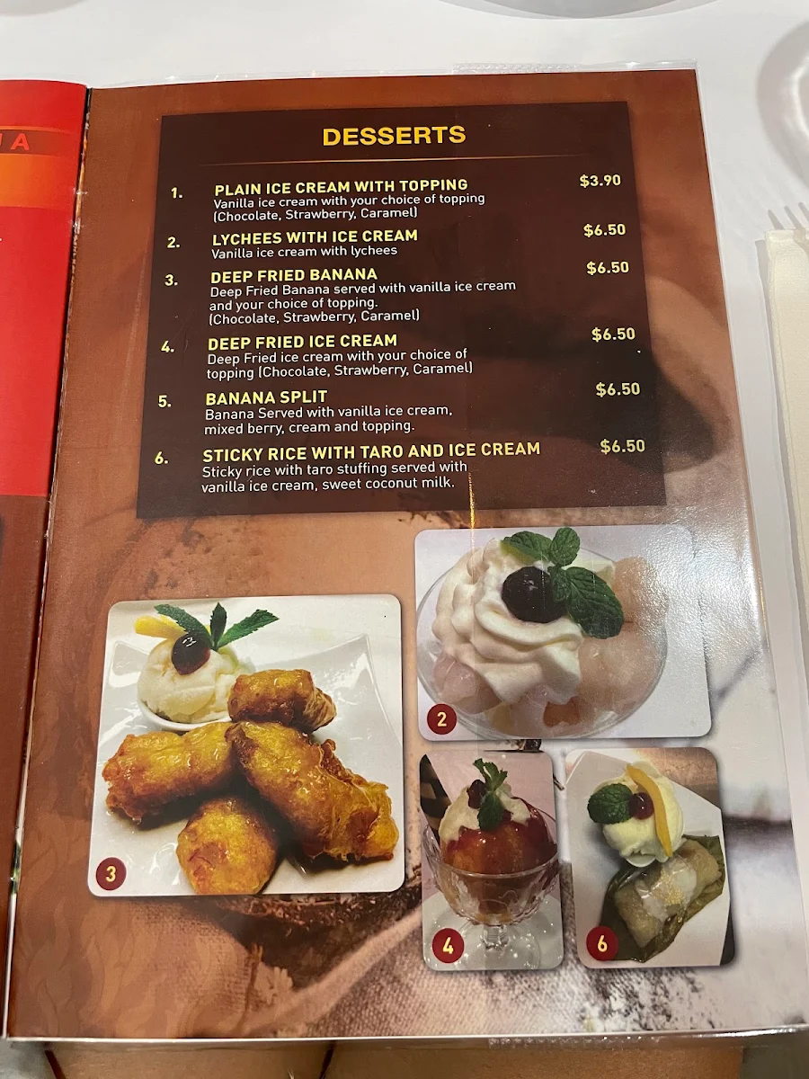 Menu, Arundel Thai restaurant (Parkwood)