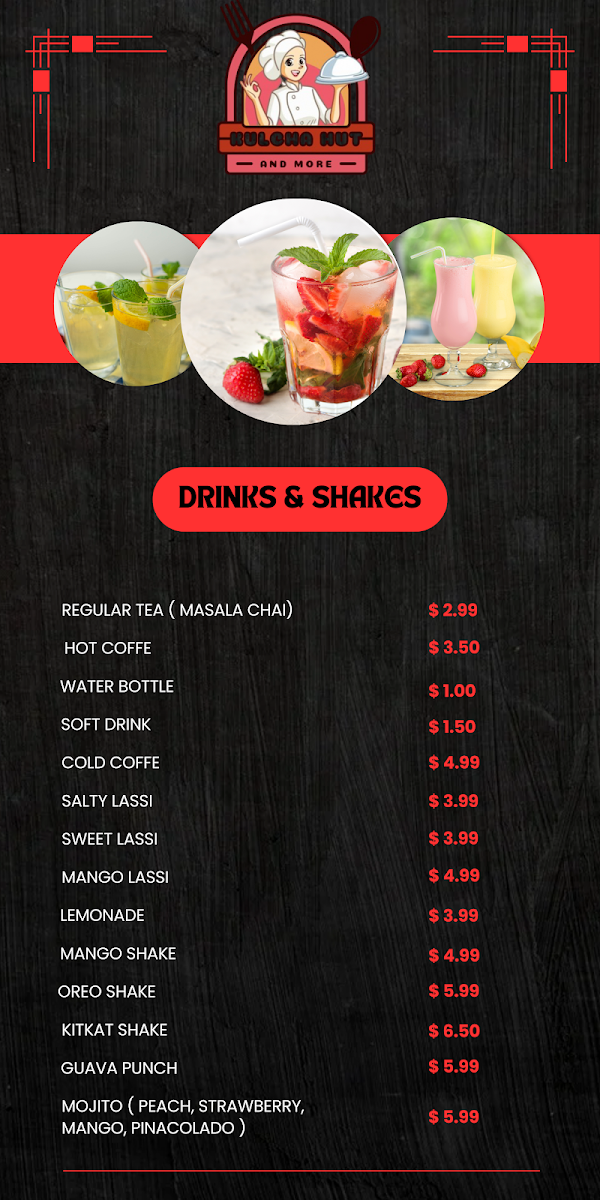 Menu, Kulcha Hut