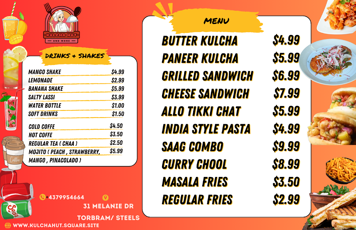 Menu, Kulcha Hut