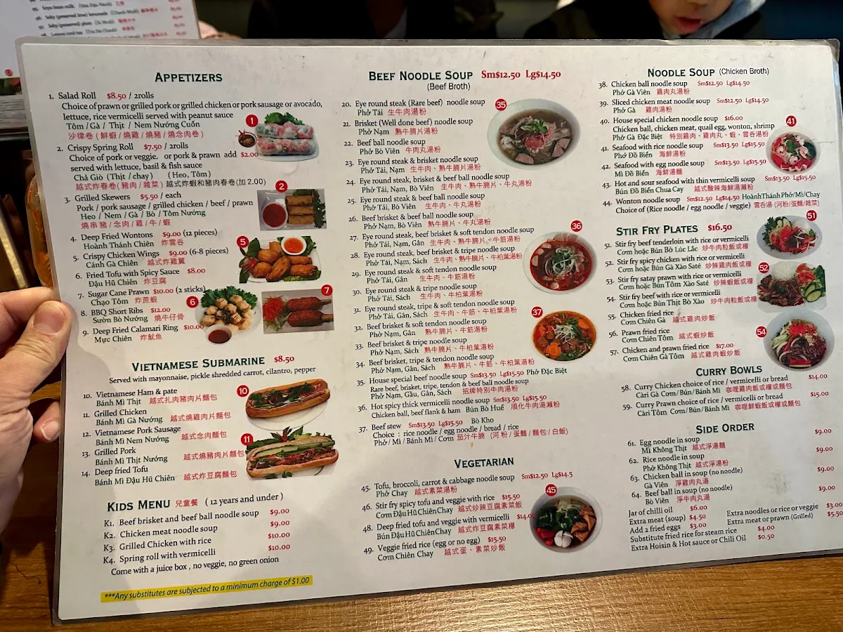 Menu, Pho 777 Vietnamese Restaurant Langley